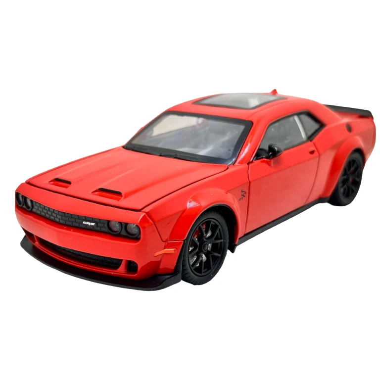 Macheta Auto Dodge Challenger SRT Hellcat Rosu 1:24 Metal Die-Cast cu Lumini si Sunete