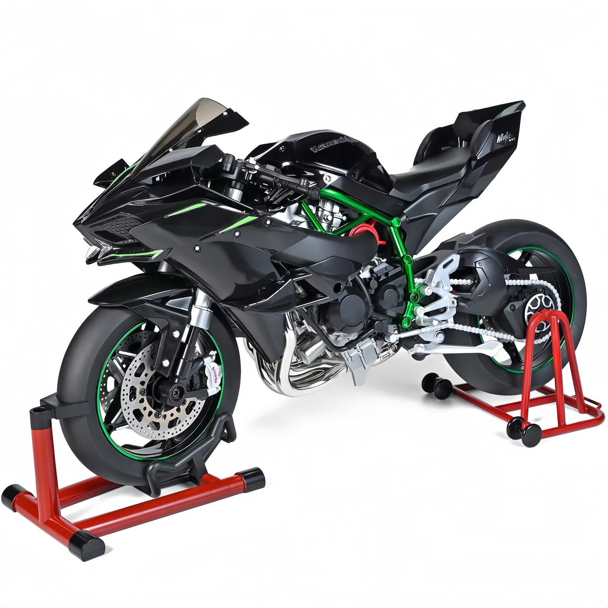 img_0908 Motocicleta de colectie diecast 1:6 Kawasaki H2R metal Fum Real cu lumini sunete pornire din cheie roata care se invarte din acceleratie - imagine 1