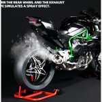 Motocicleta de colectie diecast 1:6 Kawasaki H2R metal Fum Real cu lumini sunete pornire din cheie roata care se invarte din acceleratie - imagine 2