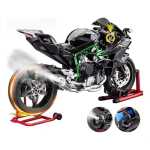 Motocicleta de colectie diecast 1:6 Kawasaki H2R metal Fum Real cu lumini sunete pornire din cheie roata care se invarte din acceleratie - imagine 8
