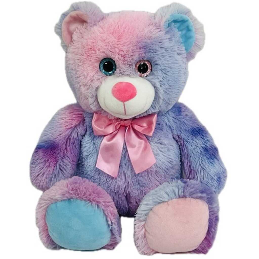 Jucarie de plus Urs Ursulet roz cu detalii bleu 54 cm