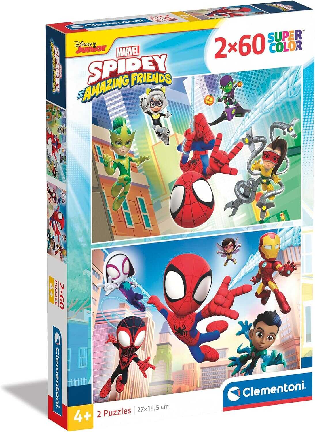 Set puzzle Spidey and His Amazing Friends Clementoni 2 in 1 2x60 piese Set puzzle Spidey and His Amazing Friends Clementoni 2 in 1 2x60 piese