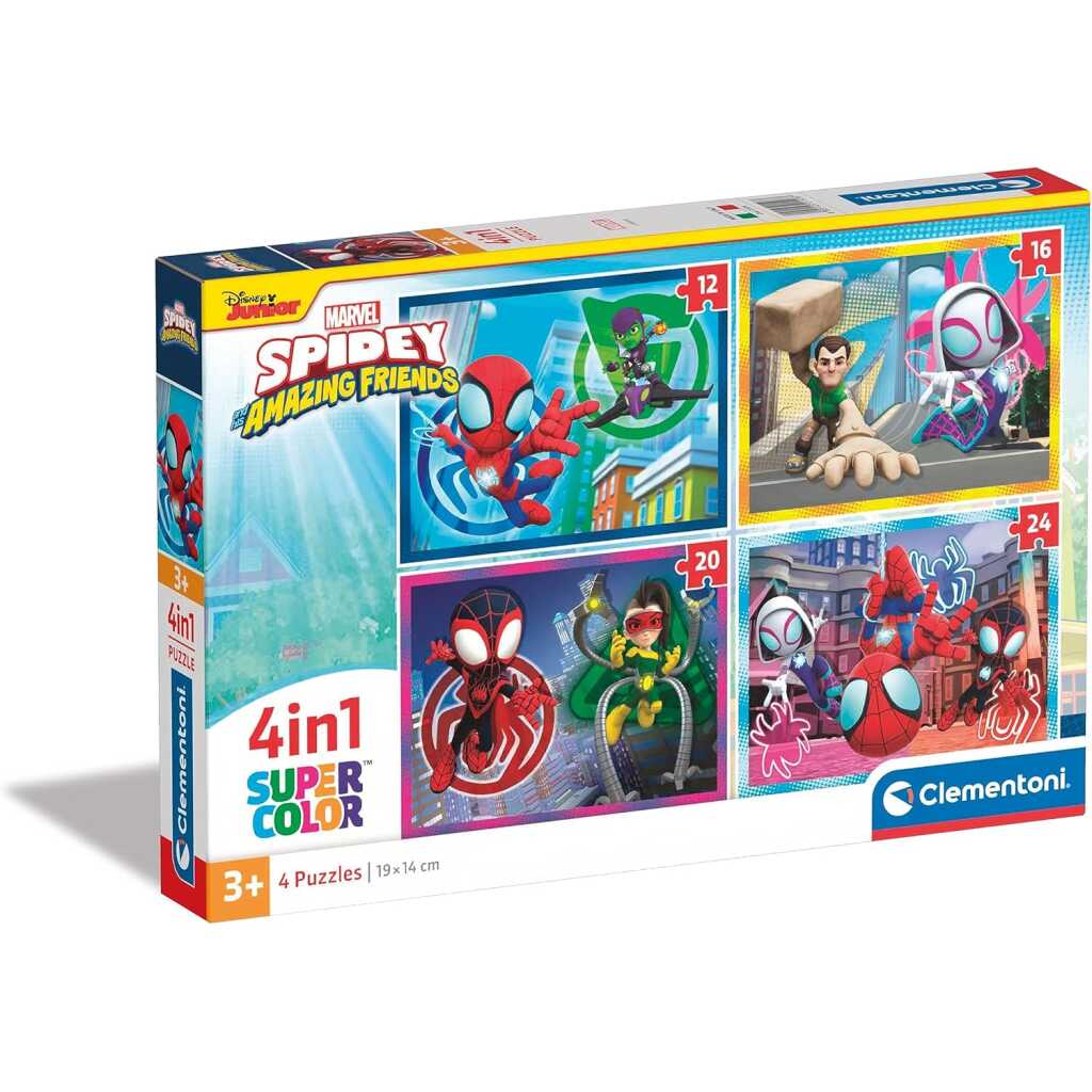 Set puzzle progresiv Spidey and His Amazing Friends Trefl Clementoni 4 in 1 12 16 20 24 piese