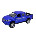 Mașinuță metalică Toyota Pickup 4x4 albastră cu lumini sunete uși deschizabile și mecanism cu resort