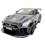 Machetă metalică Nissan GT-R neagră Liberty Walk scara 1:22 cu uși capotă și portbagaj deschizabile sunet si lumini - imagine 4