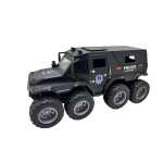 Mașină de poliție blindată neagra 8x8 din plastic cu lumini sunete și trapă deschizabilă