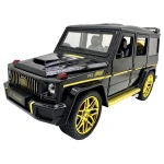 Mașină cu telecomandă Mercedes G Class G63 negru cu acumulator detalii aurii scara 1:24 caroserie metalică și elemente deschizabile