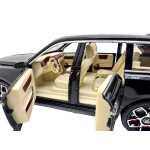 Machetă metal Rolls Royce Cullinan 1:24 de lux negru cu efect de fum lumini sunete uși/capotă/portbagaj funcționale și mecanism pull back - imagine 9