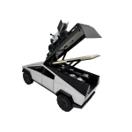 Macheta Tesla Cybertruck argintie cu ATV detașabil scara 1:24 cu lumini sunete și mecanism pull back - imagine 10