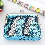 Portofel de monede retro cu clips si paiete stralucitoare 9x9 cm diverse culori