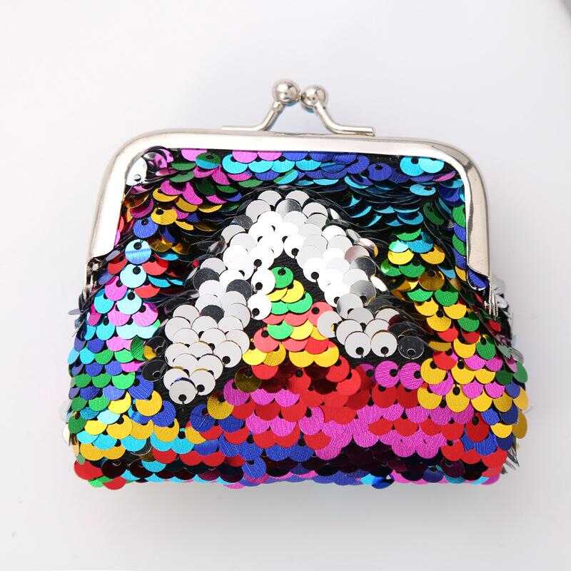 Portofel de monede retro cu clips si paiete stralucitoare 9x9 cm diverse culori Portofel de monede retro cu clips si paiete stralucitoare 9x9 cm diverse culori - imagine 1