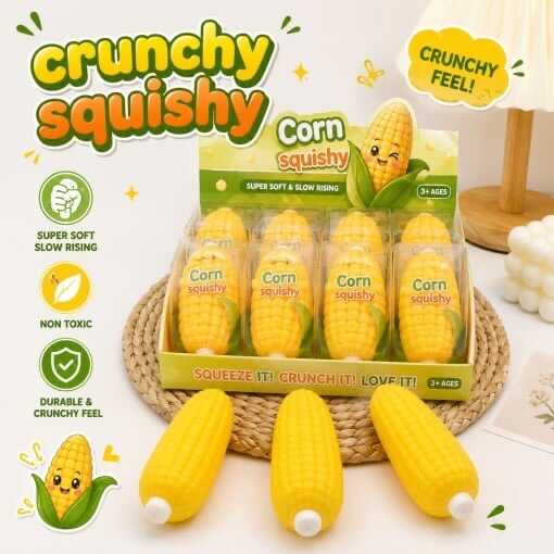 img_2540 Jucărie Squishy Porumb Crunchy – Antistres Senzorială Moale și Elastică 11 cm - imagine 1