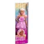 Papusa Barbie Fashionistas cu rochie roz cu trandafir si par roz Mattel - imagine 2