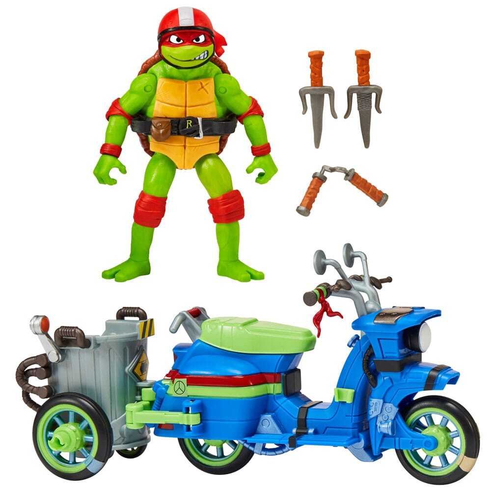 Figurina Testoase Ninja Mutant Mayhem Raphael cu Scuter si Atas 11 cm Figurina Testoase Ninja Mutant Mayhem Raphael cu Scuter si Atas 11 cm - imagine 1