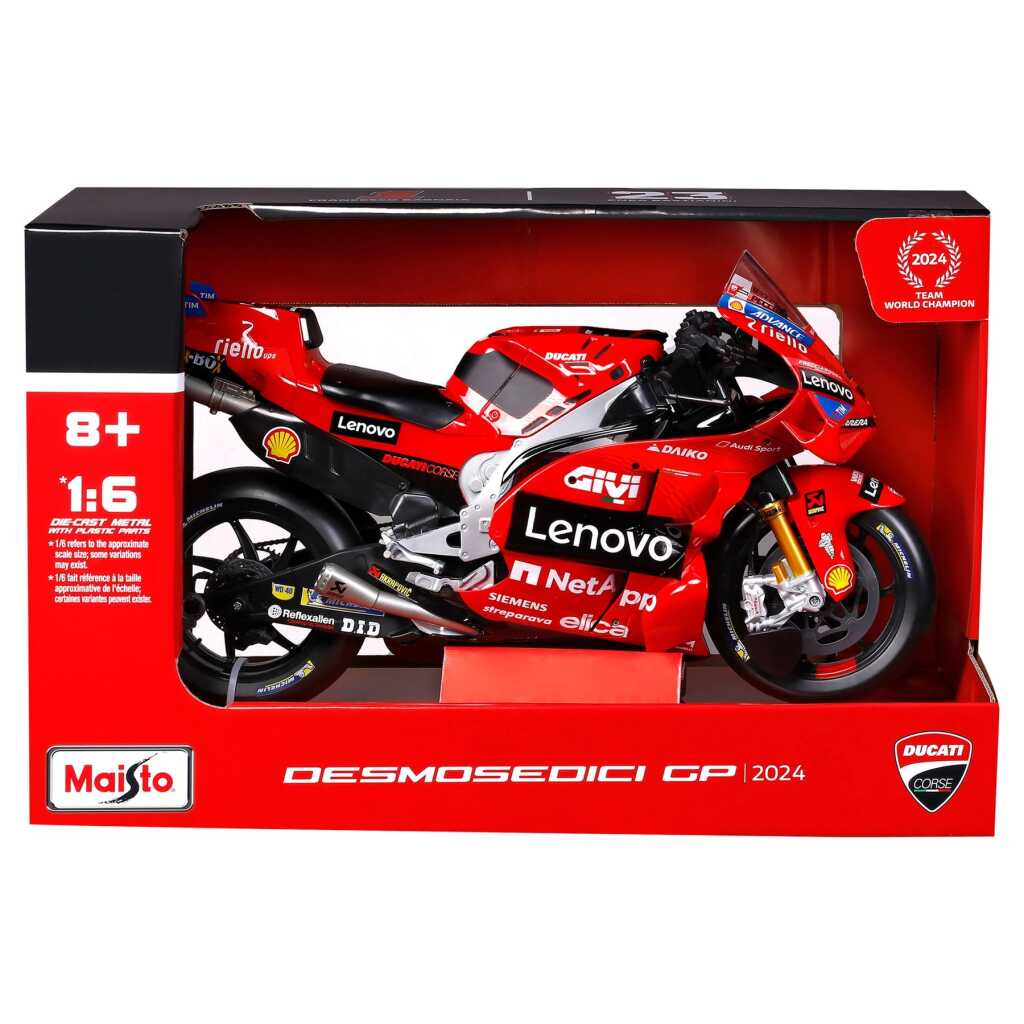 Macheta motocicleta Ducati Desmosedici Lenovo Team #23 Enea Bastianini MotoGP 2024 scara 1:6