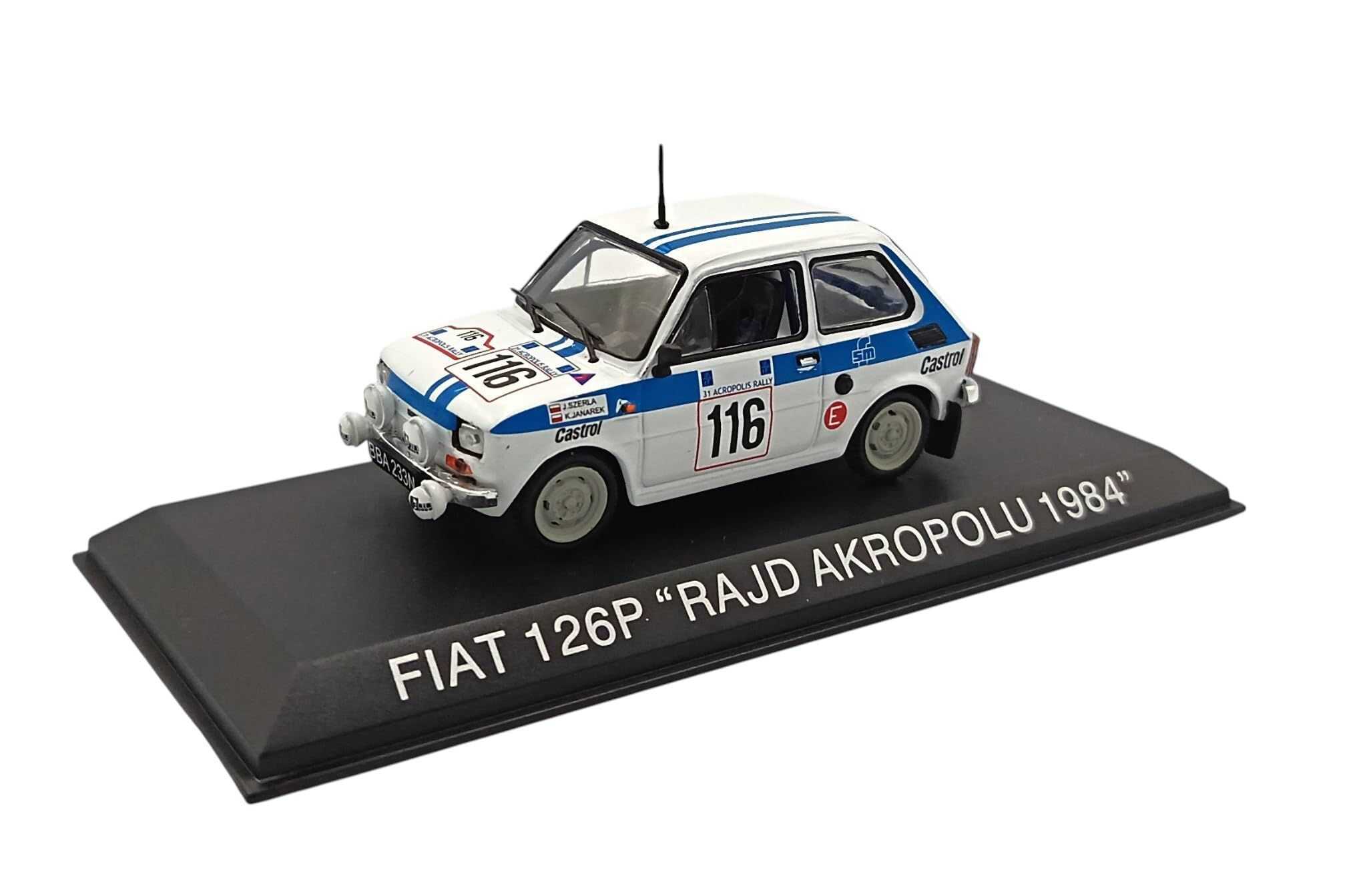 WhatsApp Image 2026-09-02 at 22.25.31 (3) Macheta auto Fiat 126p Rajd Akropolu 1984 scara 1:43 alb si albastru