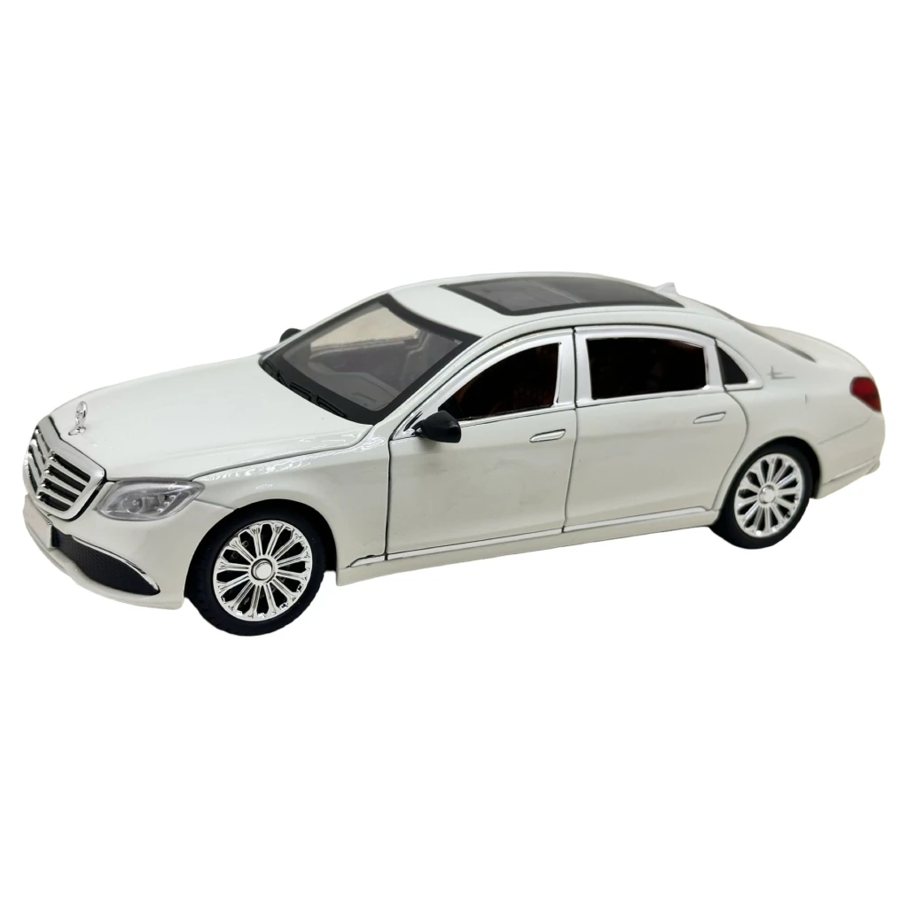 Machetă metal Mercedes-Benz S Class alb lumini și sunete deschide usile si capotele