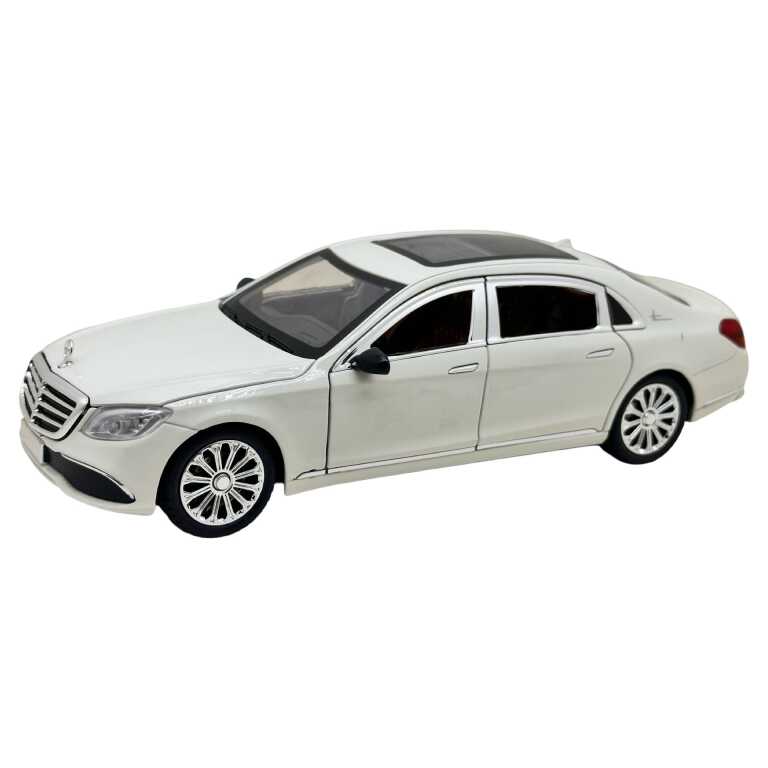 Machetă metal Mercedes-Benz S Class alb lumini și sunete deschide usile si capotele
