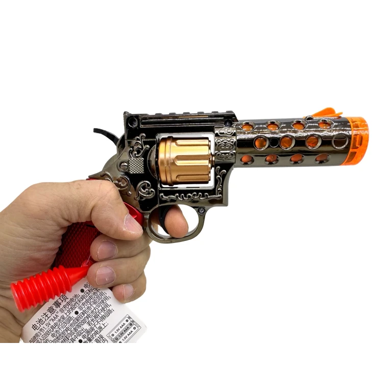 Pistol de jucărie cu baterii sunet lumini și efect de abur