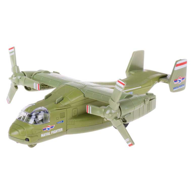 Avion militar Osprey de jucărie din metal si plastic cu lumini și sunete