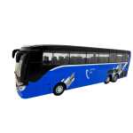 Macheta metal Autobuz Luxury Bus albastru 1:30 cu lumini sunete si resort