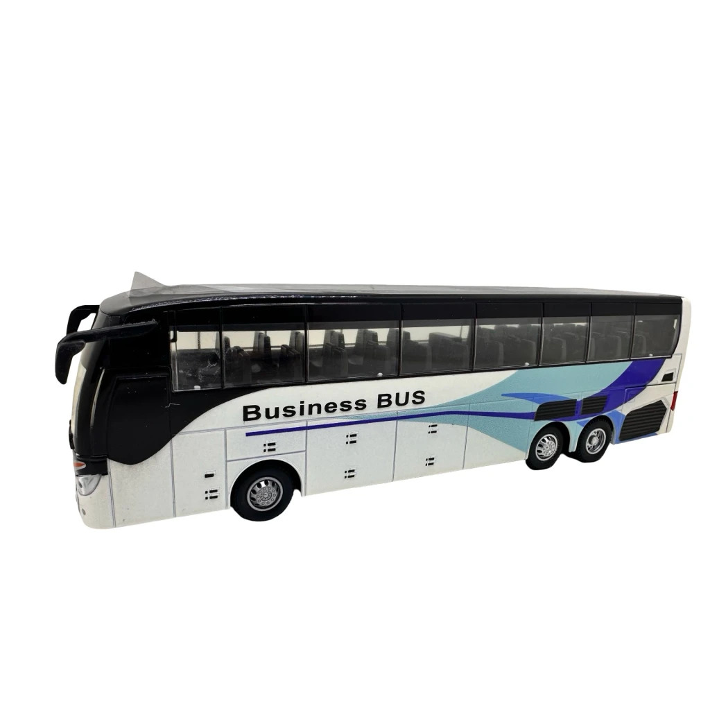 Macheta metal Autobuz Luxury Bus alb 1:30 cu lumini sunete si resort
