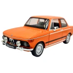 Machetă auto BMW 2002 Tii portocaliu scara 1:24 lumini și sunete claxon volan deschide usile si capotele