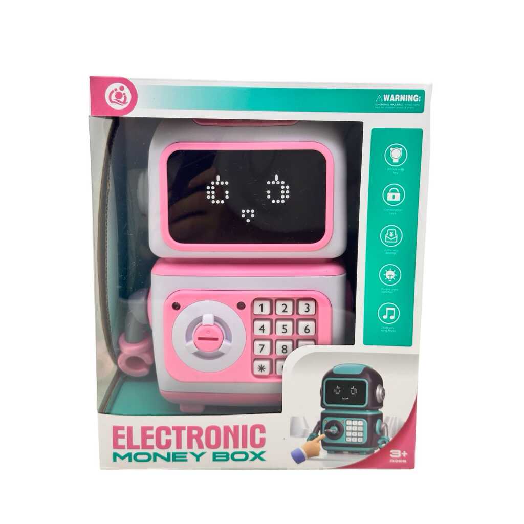 Pușculiță electronică tip Robot seif cu cod cheie lumini și muzică