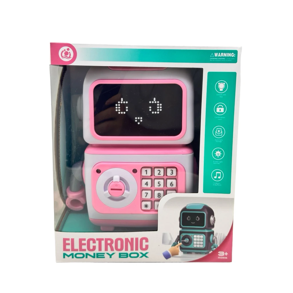 Pușculiță electronică tip Robot seif cu cod cheie lumini și muzică
