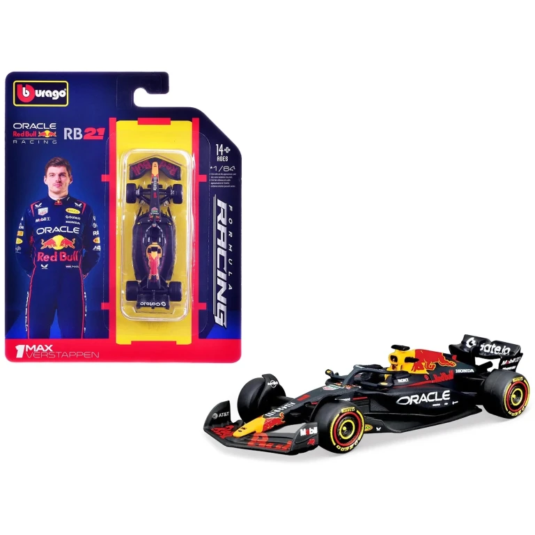 Macheta auto Formula 1 Bburago Red Bull RB21 2025 scara 1:64 echipa Oracle Red Bull Racing Max Verstappen