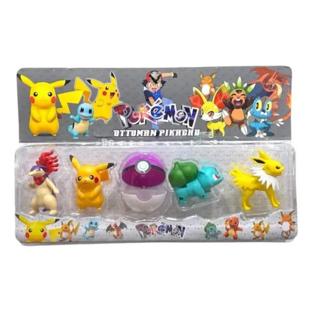 Set 4 figurine Pokemon Pikaciu personaje fantastice cu bila de colectie