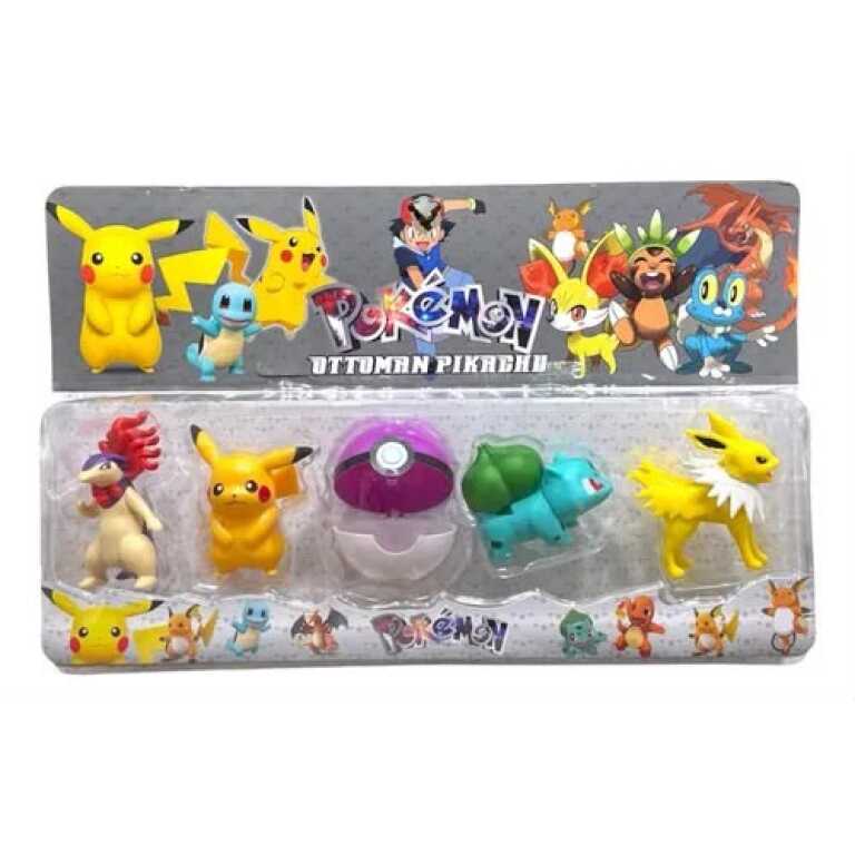 Set 4 figurine Pokemon Pikaciu personaje fantastice cu bila de colectie