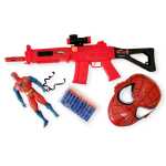 Set Super Hero Spider-Man cu masca figurina pusca cu proiectile moi si accesorii