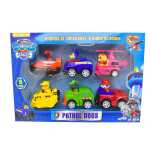 Set 6 mașinuțe Paw Patrol de jucărie cu cățeluși și vehicule de intervenție