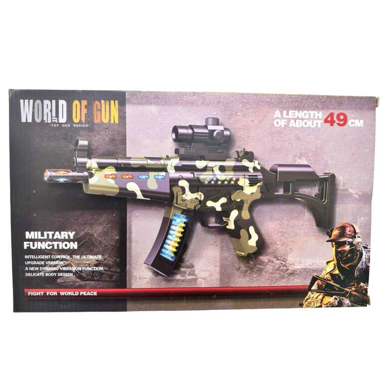 Pusca de jucarie militara cu luneta lumini sunete vibratii 49 cm