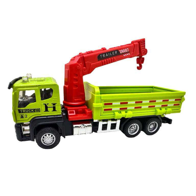 Macheta camion cu macara metal si plastic 15 cm