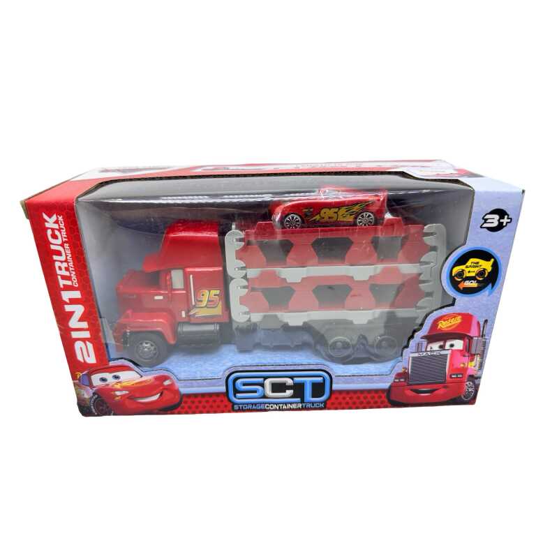 Mack Cars camion transportor extensibil 2 în 1 cu rampă de lansare și mașinuță