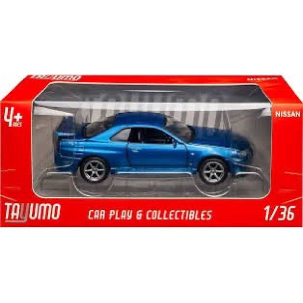 Macheta Nissan Skyline GT-R R34 albastra 1:36 Tayumo