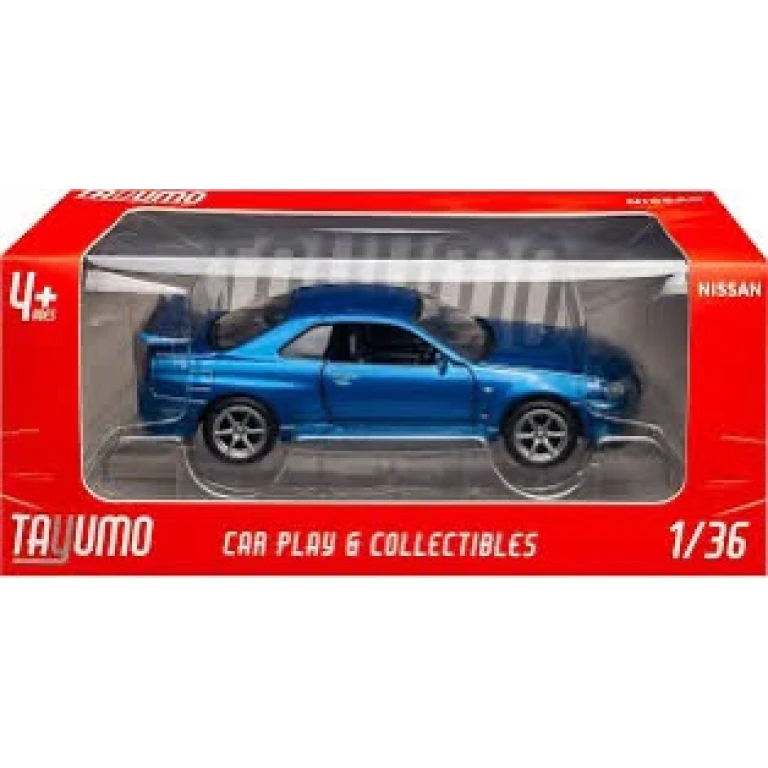 Macheta Nissan Skyline GT-R R34 albastra 1:36 Tayumo