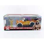 Set de colectie Jada inspirat de celebrul wrestler Macho Man Randy Savage, care include o macheta Ford Bronco 1973 si o figurina tematica. Ford Bronco este realizat intr-un design spectaculos portocaliu, cu grafica Macho Man, elemente mov si aspect off-road. Figurina Randy Savage completeaza setul si il transforma intr-o piesa atractiva pentru fanii WWE, wrestling si vehicule clasice americane. Caracteristici: - Brand: Jada - Model auto: Ford Bronco - An model: 1973 - Tematica: WWE Macho Man Randy Savage - Culoare predominanta: portocaliu - Design off-road - Include figurina Randy Savage - Constructie die-cast cu elemente din plastic - Ambalaj original de prezentare - Varsta recomandata: 8+ - Potrivit pentru colectie si expunere
