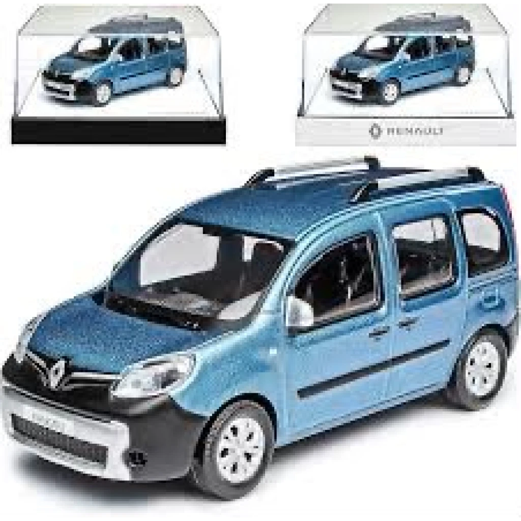 Macheta Renault Kangoo albastra cu vitrina 1:43