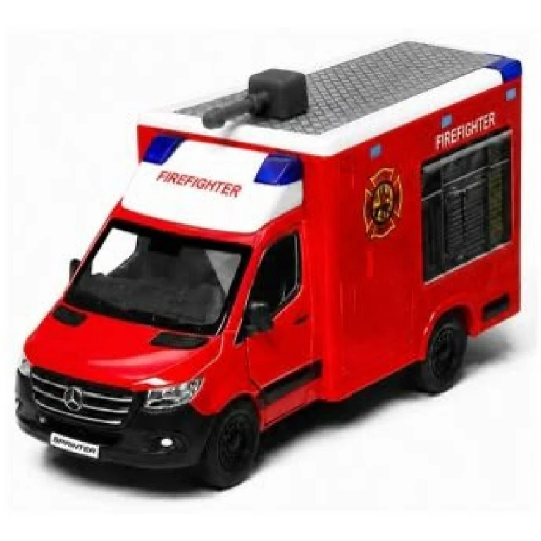 Masina de pompieri Mercedes-Benz Sprinter cu tun de apa kingsmart 1:36