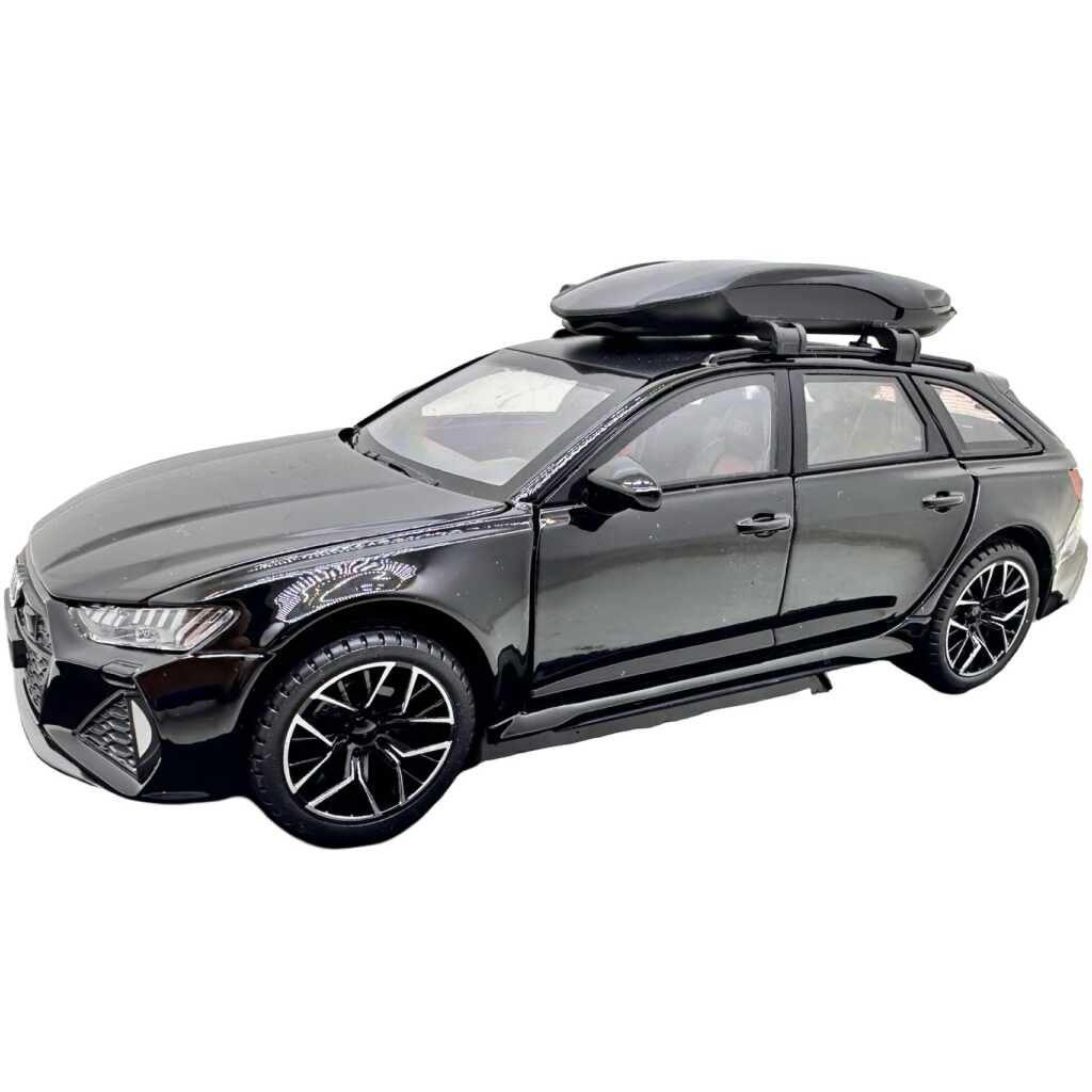 Macheta metalica Audi RS6 Avant Quattro neagra scara 1:24 cu lumini sunete si cutie portbagaj