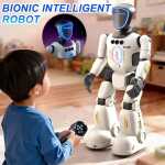 Robot inteligent Bionic Smart cu telecomanda lumini LED sunete si miscari interactive alb