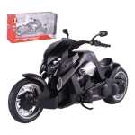 Macheta Motocicleta metalica Chopper Custom 20 cm neagra cu faruri si detalii realiste
