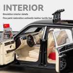 Macheta Limuzina prezidentiala Hongqi Red Flag metal 1:24 neagra 22cm cu lumini sunete si usi mobile - imagine 5