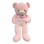 Urs roz urias din plus catifelat cu papion 1,2m