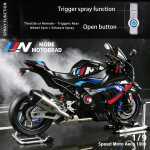 Macheta Motocicleta BMW rr cu efect fum acceleratie reala la maneta pornire din cheie claxon