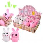 Jucarie antistres Squishy Iepuras Kawaii moale si elastic roz sau alb