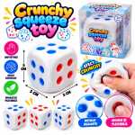 Jucarie antistres Squishy Zar Crunchy moale si elastic 5 cm alb cu puncte colorate - imagine 2